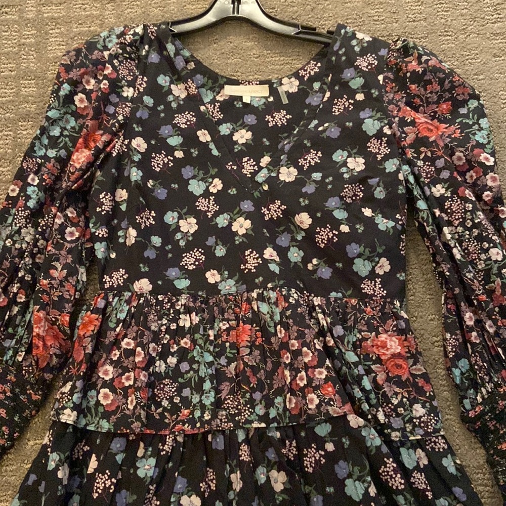 Love shack fancy black floral size 8 l/s dress